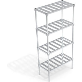 Industrial Standard Shelving Unit, 4 Slatted T-Bar Shelves, 36"W x 18"D x 76-1/4"H