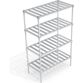 Industrial Standard Shelving Unit, 4 Slatted T-Bar Shelves, 48"W x 24"D x 76-1/4"H