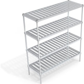 Heavy Duty Shelving Unit, 4 Slatted T-Bar Shelves, 66"W x 24"D x 76-1/4"H