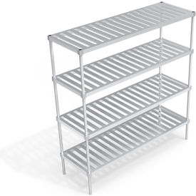 Heavy Duty Shelving Unit, 4 Slatted T-Bar Shelves, 72"W x 24"D x 76-1/4"H