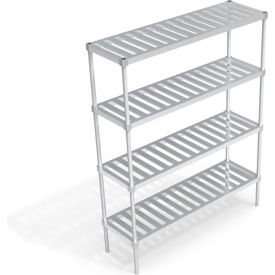 Heavy Duty Shelving Unit, 4 Slatted T-Bar Shelves, 60"W x 18"D x 76-1/4"H