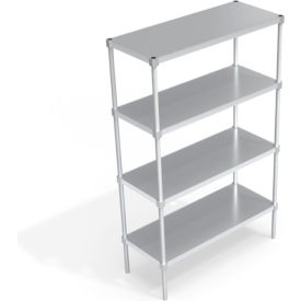 Industrial Standard Shelving Unit, 4 Solid Marine Edge Shelves, 48"W x 20"D x 76-1/4"H