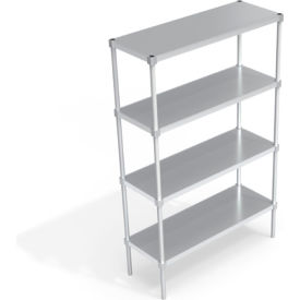 Industrial Standard Shelving Unit, 4 Solid Marine Edge Shelves, 48"W x 18"D x 76-1/4"H