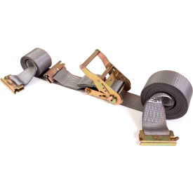 E-Track Ratchet Strap with Double End Fittings, 2" x 16', Gray