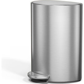 Stainless Steel Half Round Step/Pedal Trash Can, 1.6 Gallon, Silver