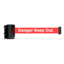 Magnetic Mini Wall Mounted Black Barrier with 7-1/2' Red "Danger - Keep Out" Belt