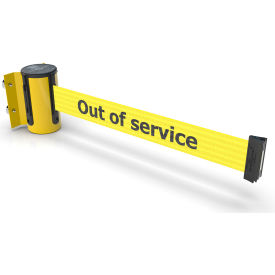 Magnetic Mini Wall Mounted Yellow Barrier w/7-1/2' Yellow "Out of Service" Belt