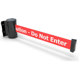 Magnetic Mini Wall Mount Black Barrier w/7-1/2' Red "Caution - Do Not Enter" Belt