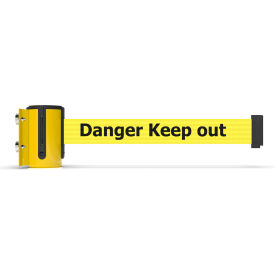Magnetic Mini Wall Mount Yellow Barrier with 7-1/2' Yellow "Danger - Keep Out" Belt