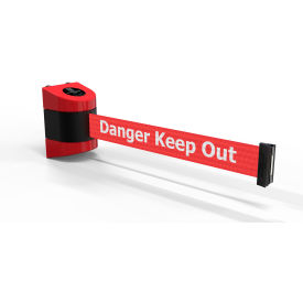 Magnetic Wall Mounted Red Barrier with 15' Red "Danger - Keep Out" Belt