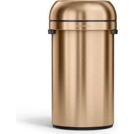 Stainless Steel Round Flat Open Decorative Trash Can, 16 Gallon, Champagne