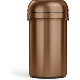 Stainless Steel Round Flat Open Decorative Trash Can, 16 Gallon, Bronze