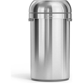 Stainless Steel Round Flat Open Decorative Trash Can, 16 Gallon, Silver