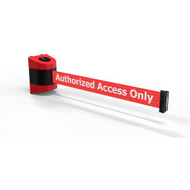 Magnetic Wall Mounted Red Barrier with 30' Red "Authorized Access Only" Belt