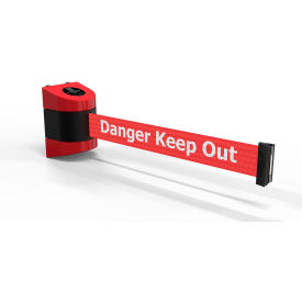 Magnetic Wall Mounted Red Barrier with 30' Red "Danger - Keep Out" Belt