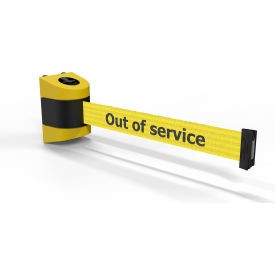 Magnetic Wall Mounted Yellow Barrier with 30' Yellow "Out of Service" Belt
