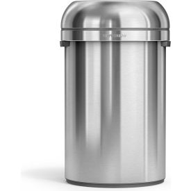 Stainless Steel Round Flat Open Decorative Trash Can, 30 Gallon, Silver