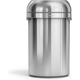 Stainless Steel Round Flat Open Decorative Trash Can, 21 Gallon, Silver