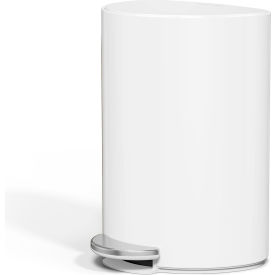 Steel Half Round Step/Pedal Trash Can, 1.6 Gallon, White