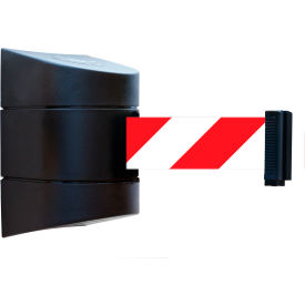 Standard Wall Mounted Black Barrier with 15' Red/White Chevron Belt