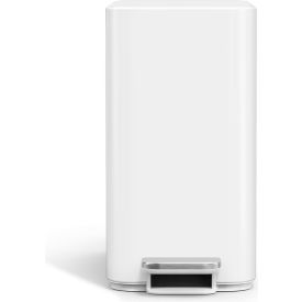 Steel Rectangle Step Pedal Trash Can, 2.4 Gallon, White