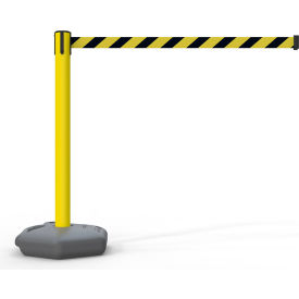 885 Outdoor Fillable Base Barrier Yellow Post, 13' Black/Yellow Chevron Belt