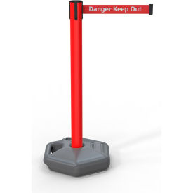 885 Outdoor Fillable Base Barrier Red Post, 13' Red "Danger - Keep Out" Belt