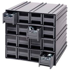 Interlocking Storage Cabinet QIC-161 - 11-3/4"Wx11-3/8"Dx11"H - 16 Gray Drawers
