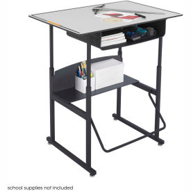 Desk, 36 x 24 Premium Top, with Book Box - Gray & Black