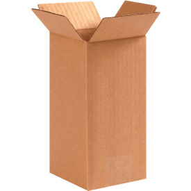 Tall Cardboard Corrugated Boxes, 4"L x 4"W x 8"H, Kraft