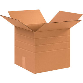 Multi Depth Cardboard Corrugated Boxes, 12-1/2"L x 12-1/2"W x 12"H, Kraft