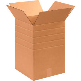 Multi Depth Cardboard Corrugated Boxes, 12"L x 12"W x 18"H, Kraft