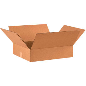 Flat Cardboard Corrugated Boxes, 16"L x 14"W x 4"H, Kraft