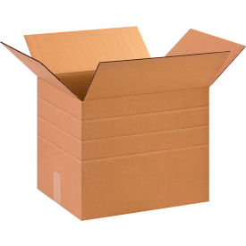 Multi Depth Cardboard Corrugated Boxes, 15"L x 12"W x 12"H, Kraft