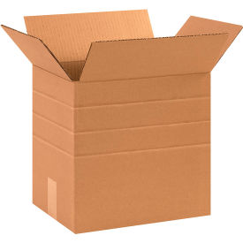 Multi Depth Cardboard Corrugated Boxes, 13-1/4"L x 10-1/4"W x 12"H, Kraft