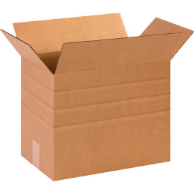 Multi Depth Cardboard Corrugated Boxes, 14-1/2"L x 8-3/4"W x 12"H, Kraft