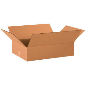 Flat Cardboard Corrugated Boxes, 20"L x 14"W x 4"H, Kraft