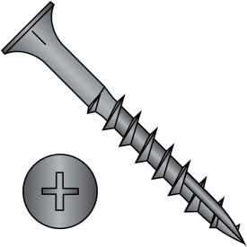 8 x 3 Phillips Flat Head w/ Nibs Deep Thread Wood Screw w/ Type 17 Point Black Oxide - Package of 1600