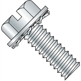 10-32X1/2 Slotted Hex Washer External Sems Machine Screw Fully Threaded Zinc Bake - 5000 Pack