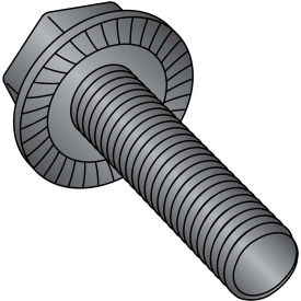 1/4-20X1 Serrated Hex Flanged Washer Indented U/C Full Thread Scr Black Oxide, Pkg of 2000