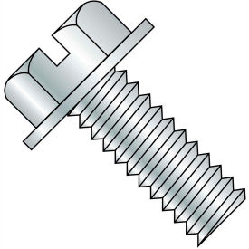 5/16-18X4 Slotted Indented Hex Washer Head Machine Screw Fully Threaded Zinc, Pkg of 200