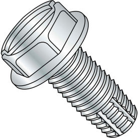 3/8-16X4 Slotted Indented Hex Washer Thread Cutting Screw Type F Fully Threaded Zinc 300 pcs