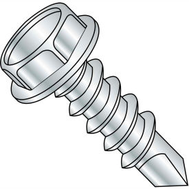 #10 x 3/4 Unslotted Indented Hex Washer Self Drill Screw Full Thread Zinc Bake - Pkg of 5000