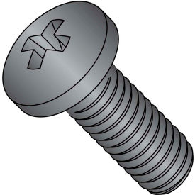 8-32X1 5/8 Phillips Pan Machine Screw Fully Threaded Black Zinc, Pkg of 2500