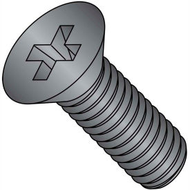 10-24X3 Phillips Flat Machine Screw Fully Threaded Black Oxide, Pkg of 750