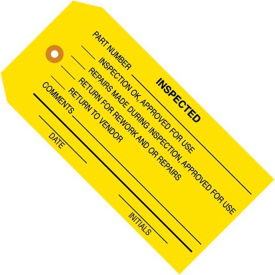 Inspection Tags, "Inspected", 4-3/4"L x 2-3/8"W, Yellow, 1000/Pack