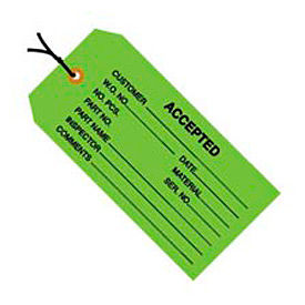 Inspection Tag "Accepted" Pre Strung #5, 4-3/4"L x 2-3/8"W, Green, 1000/Pk