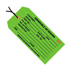 Inspection Tag "Repairable Or Rework", Pre Strung, #5, 4-3/4"L x 2-3/8"W, Green, 1000/Pack
