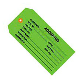 Inspection Tag "Accepted", #5, 4-3/4"L x 2-3/8"W, Green, 1000/Pack