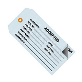 2 Part Inspection Tag "Accepted", 4-3/4"L x 2-3/8"W, Blue, 500/Pack